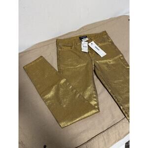 Chanel Jeans Womens 34 Gold Metallic Skinny Made in Italy P50636V37871 AZ662